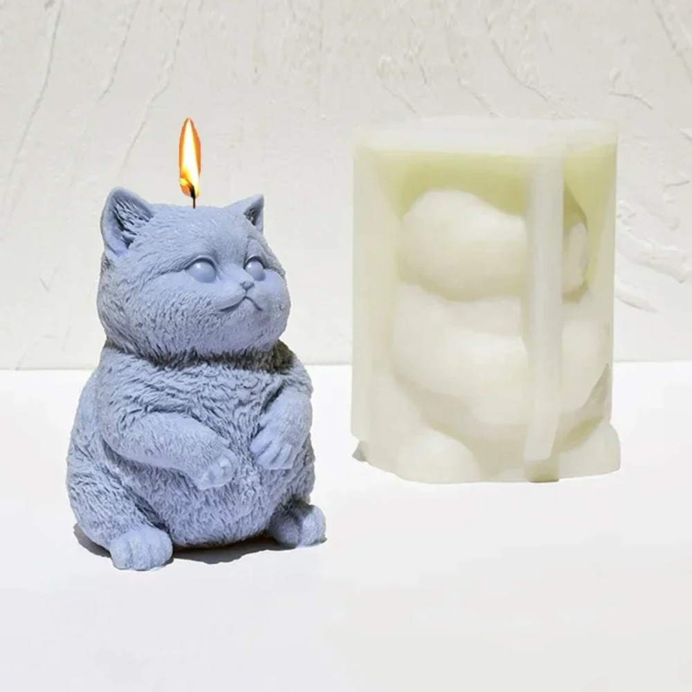 Candle Making Fat - Molde de silicona 3D de gato