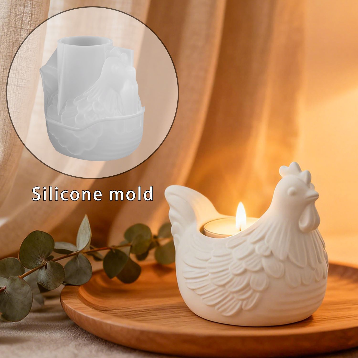 Candle Making Moulds - Portavelas de pollo pequeño 3D DIY,